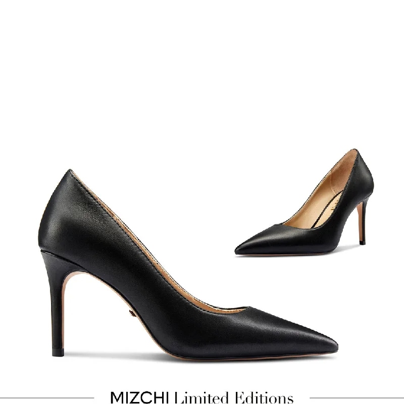 *Kayte - Black Leather Classic Pump---Comfortable Leather Pumps for Office and Everyday Wear