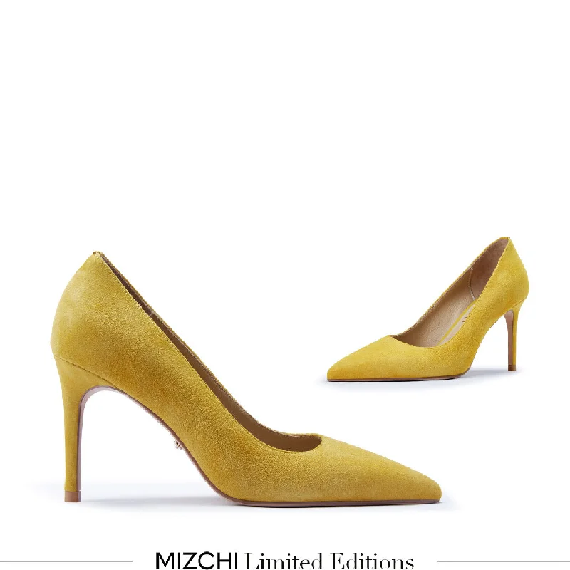 Affordable Suede Ankle Pumps for All-Day Wear--*Kayte - Mustard Suede Classic Pump