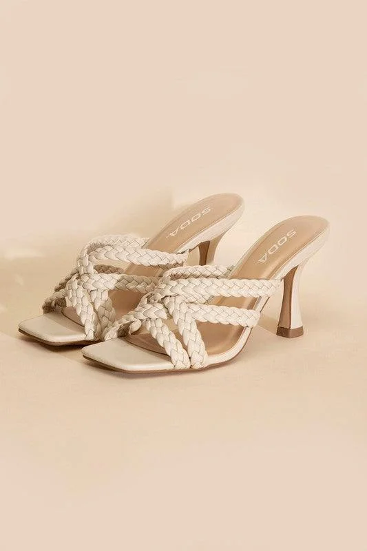 KELLAN-S Double Cross Braided Heels---Durable Leather Braided Ankle Strap Heels with Premium Quality