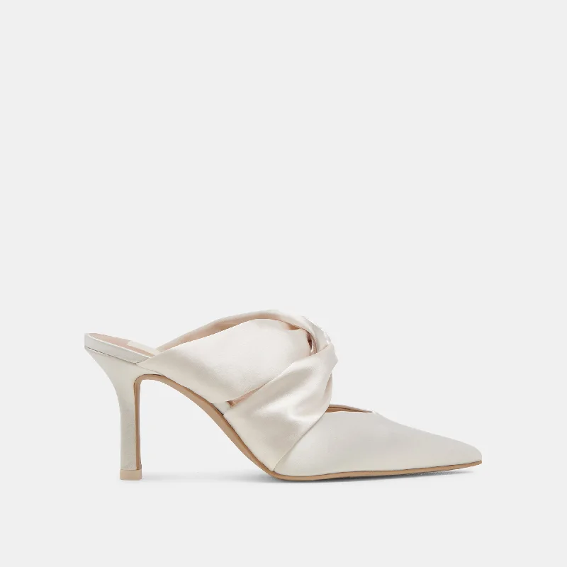 KELSY HEELS CREME SATINAffordable Satin Heels with a Luxe Touch