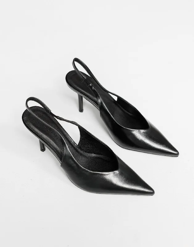 Stiletto Heel Pumps with Perfect Fit--Kendra Heels (Black Shine) - By Billini-Fashionable & Classic