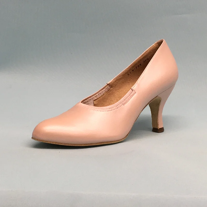 Kent: Almond Toe Elastic Pump | Pink Leather | 2.5" Slim Heel---Comfortable Leather Pumps for Office and Everyday Wear