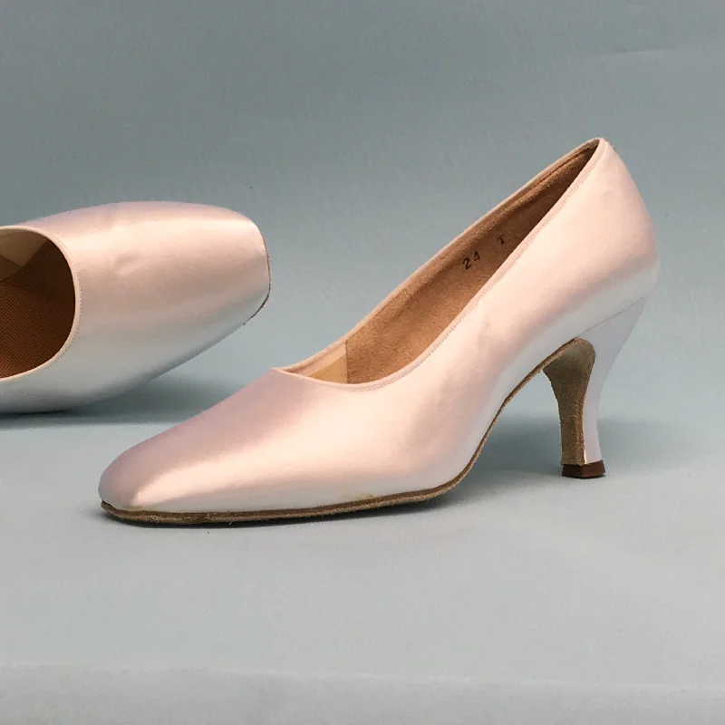 Kent: Square Toe Pump | White Satin---Durable Square Toe Block Heels for Everyday Use