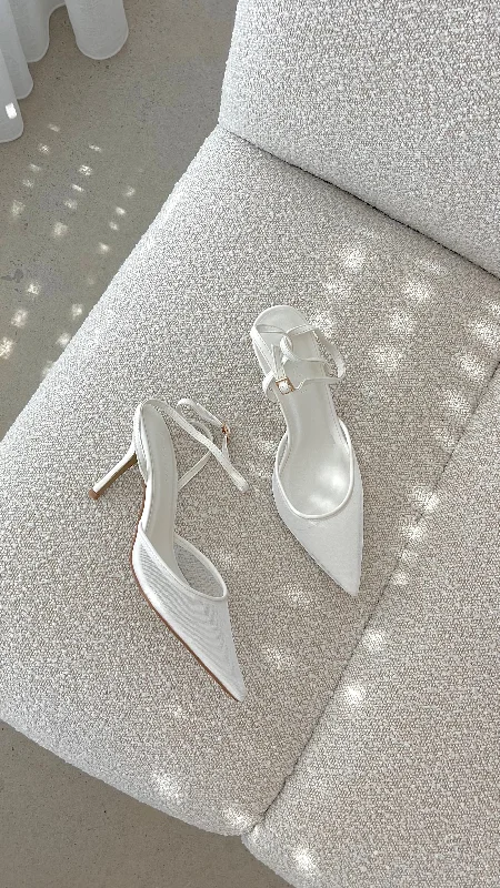 Stiletto Heel Pumps with Perfect Fit--Ketifa Heel - White Mesh-Fashionable & Classic