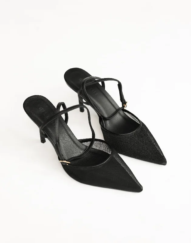 Stiletto Heel Pumps with Perfect Fit--Ketifa Heels (Black Mesh) - By Billini-Fashionable & Classic