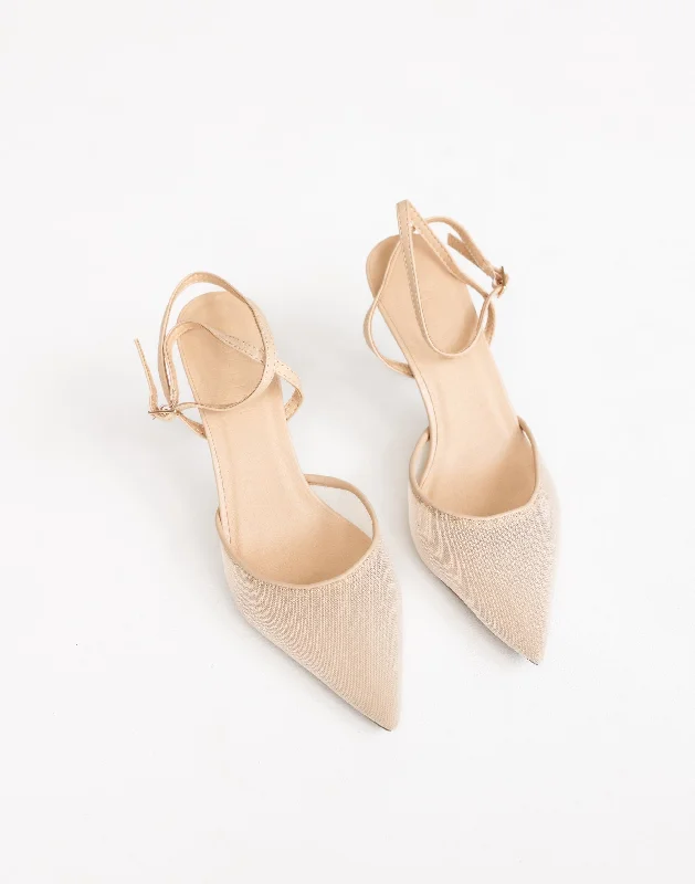 Stiletto Heel Pumps with Perfect Fit--Ketifa Heels (Nude Mesh) - By Billini-Fashionable & Classic