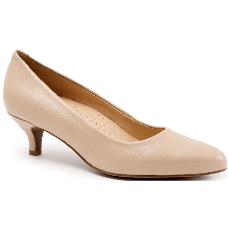 Trotters Kiera Heel Nude Leather (Women's)---Comfortable Leather Pumps for Office and Everyday Wear