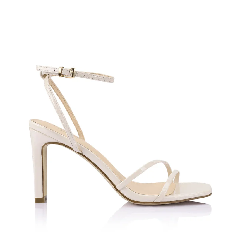 Kimmy Slim Strappy Heels - Bone Patent---Affordable Strappy Platform Heels with Premium Quality