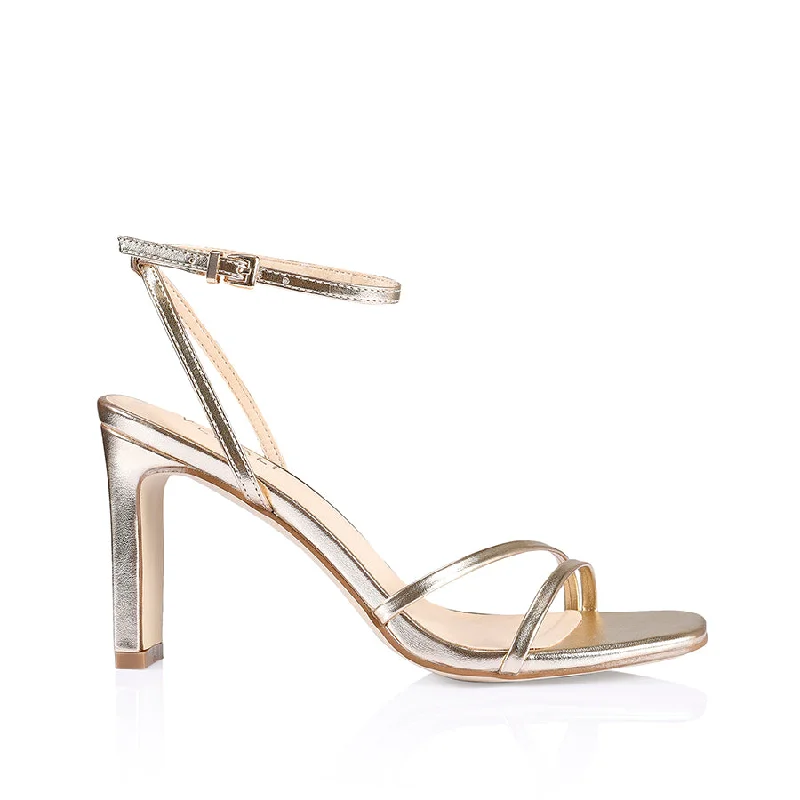 Kimmy Slim Strappy Heels - Champagne Smooth---Affordable Strappy Platform Heels with Premium Quality