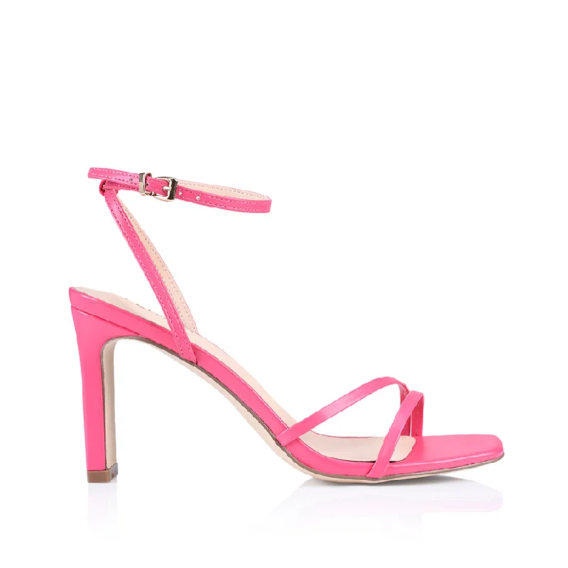 Kimmy Slim Strappy Heels - Pink Smooth---Affordable Strappy Platform Heels with Premium Quality