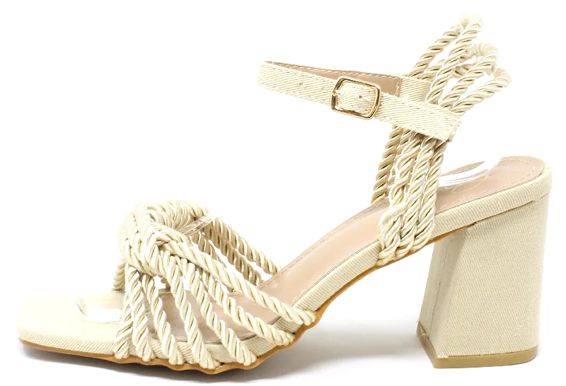 Versatile Heeled Sandals for Any Occasion---Knot Rope Detailing Heel