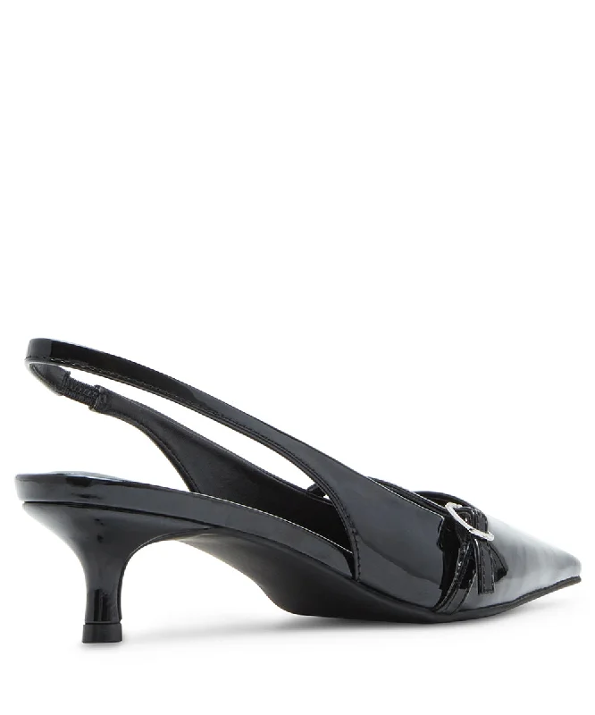 KRYSTALL BLACK PATENT---Fashionable Kitten Heels for Date Night