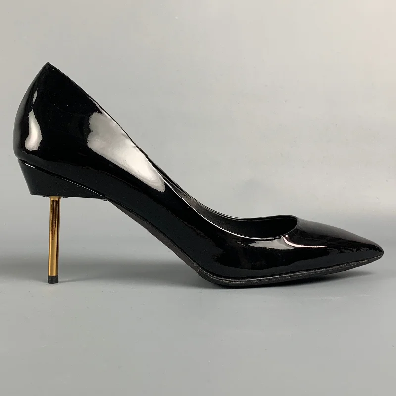 Sleek and Shiny Patent Pump Heels for a Polished Look--KURT GEIGER Size 6 Black Patent Leather Pumps