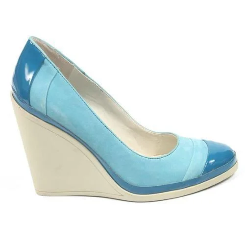 Light Blue 6.5 US - 37 EUR Nine West Womens Wedge Pump NWDIDI BLUE BLUE---Fashionable Kitten Heels for Date Night