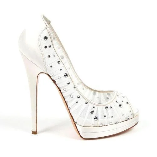 Stylish Open Toe Heels for Summer--White 36.5 EUR - 6.5 US Casadei decollete open toe 6000G102.AA0T005900