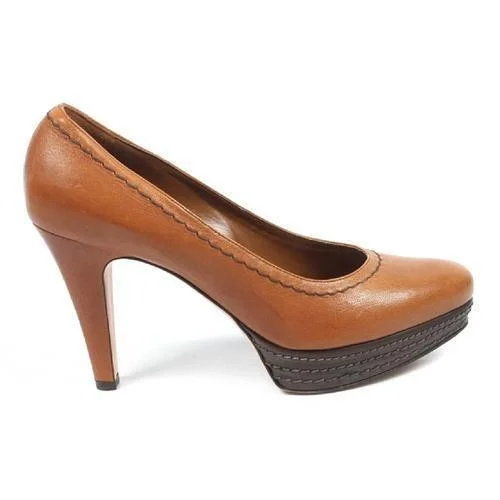 Camel 40 EUR - 10 US Sebastian Milano ladies pump S5182 CAPRA ASPEN CUOIO---Fashionable Kitten Heels for Date Night