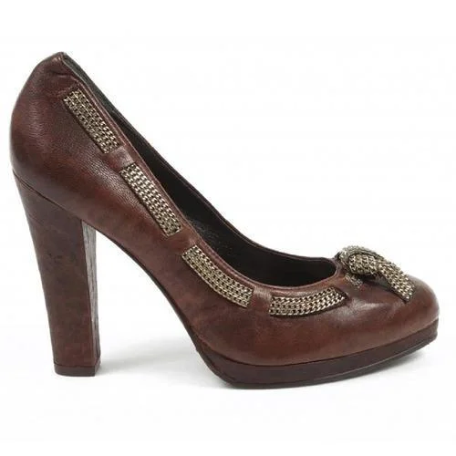 Brown 36.5 EUR - 6.5 US Max Azria ladies pump MA-HELE BROWN---Fashionable Kitten Heels for Date Night