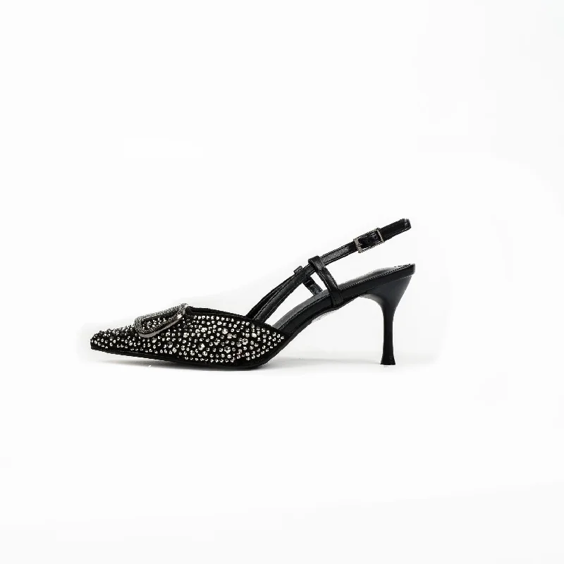 La Her Qxg-01 Ladies Evening Shoe Black---Elegant Evening Heels for Weddings and Parties