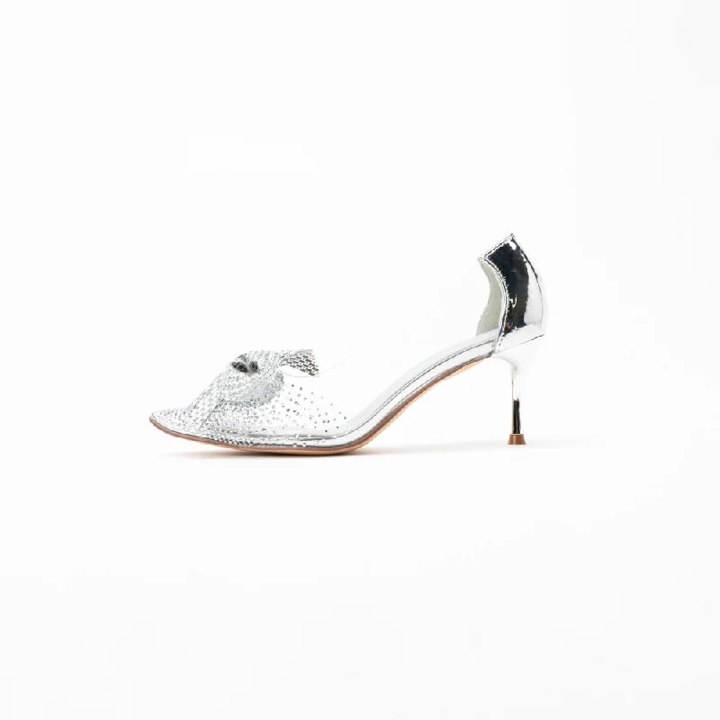 La Her Qxg-05 Ladies Evening Shoe Silver---Elegant Evening Heels for Weddings and Parties