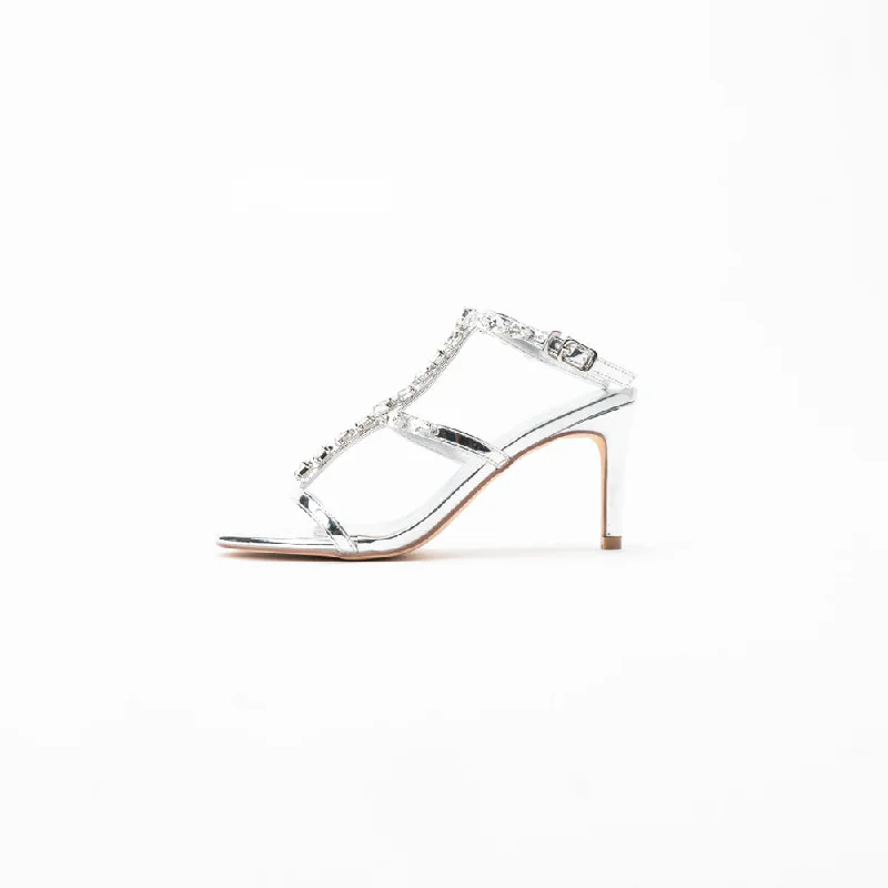 La Her Qxg04 Ladies Evening Shoe Silver---Elegant Evening Heels for Weddings and Parties