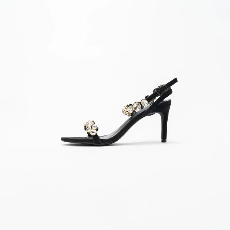 La Her Qxg11 Ladies Evening Shoe Black---Elegant Evening Heels for Weddings and Parties