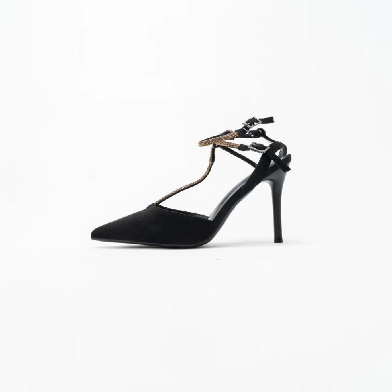 La Her Qxg13 Ladies Evening Shoe Black---Elegant Evening Heels for Weddings and Parties