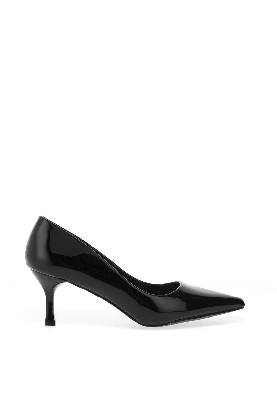 Sleek and Shiny Patent Pump Heels for a Polished Look--Zen Collection Patent Pointed Toe Heeled Shoes, Black