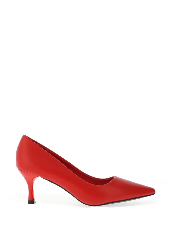 Stiletto Heel Pumps with Perfect Fit--Zen Collection Pointed Toe Heeled Shoes, Red-Fashionable & Classic