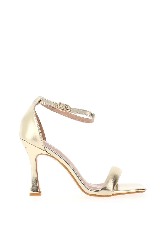 Zen Collection Metallic Square Toe Heeled Shoe, Gold---Durable Square Toe Block Heels for Everyday Use