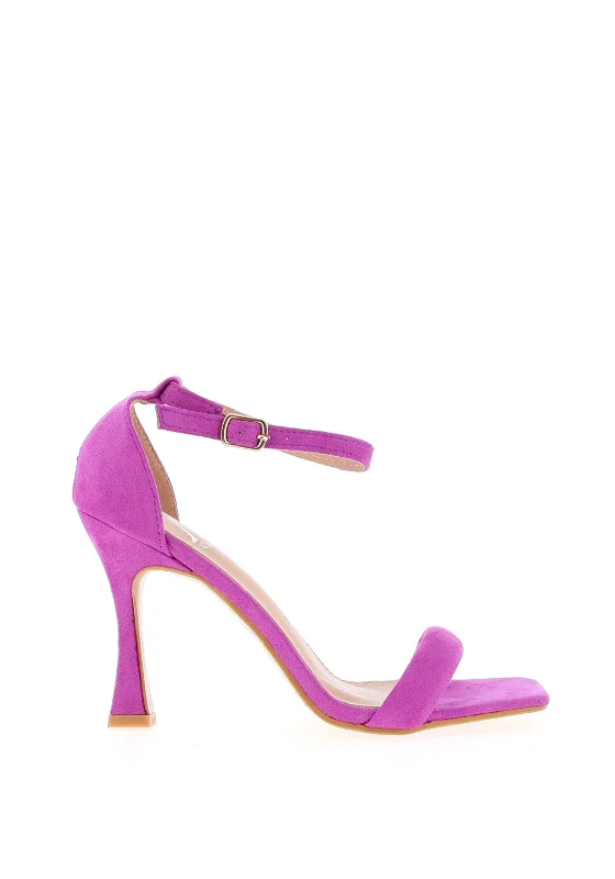 Zen Collection Faux Suede Square Toe Heeled Shoe, Purple---Durable Square Toe Block Heels for Everyday Use