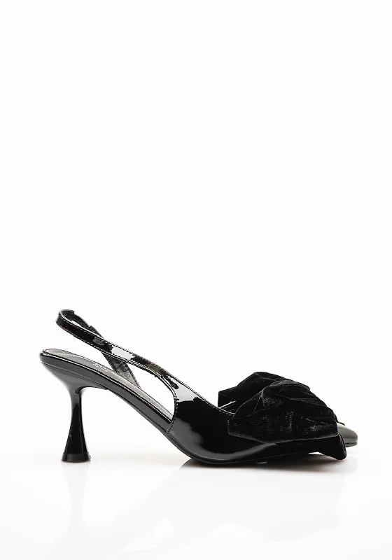 Zen Collection Velvet Bow Heels, Black---Charming Bow Pumps for a Cute and Stylish Look