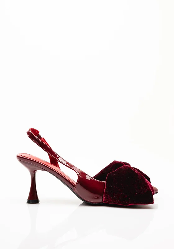 Zen Collection Velvet Bow Heels, Wine---Charming Bow Pumps for a Cute and Stylish Look