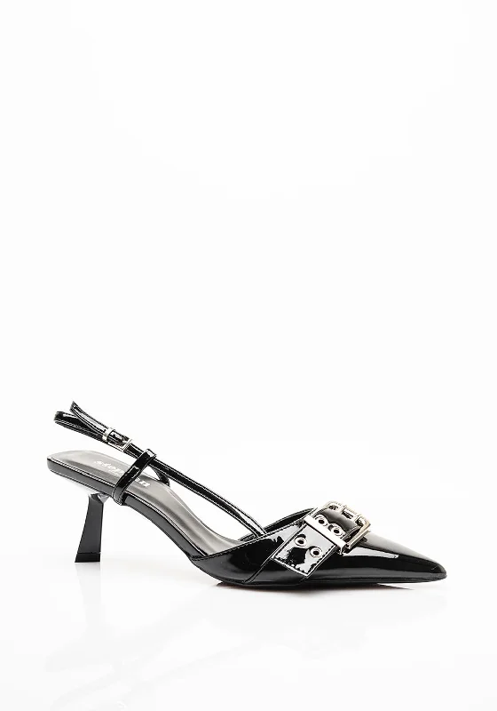 Versatile Heeled Sandals for Any Occasion---Zen Collection Buckle Detail Heels, Black