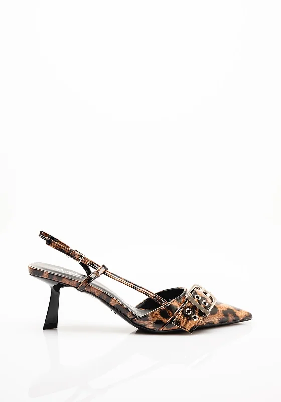 Versatile Heeled Sandals for Any Occasion---Zen Collection Buckle Detail Heels, Leopard Print