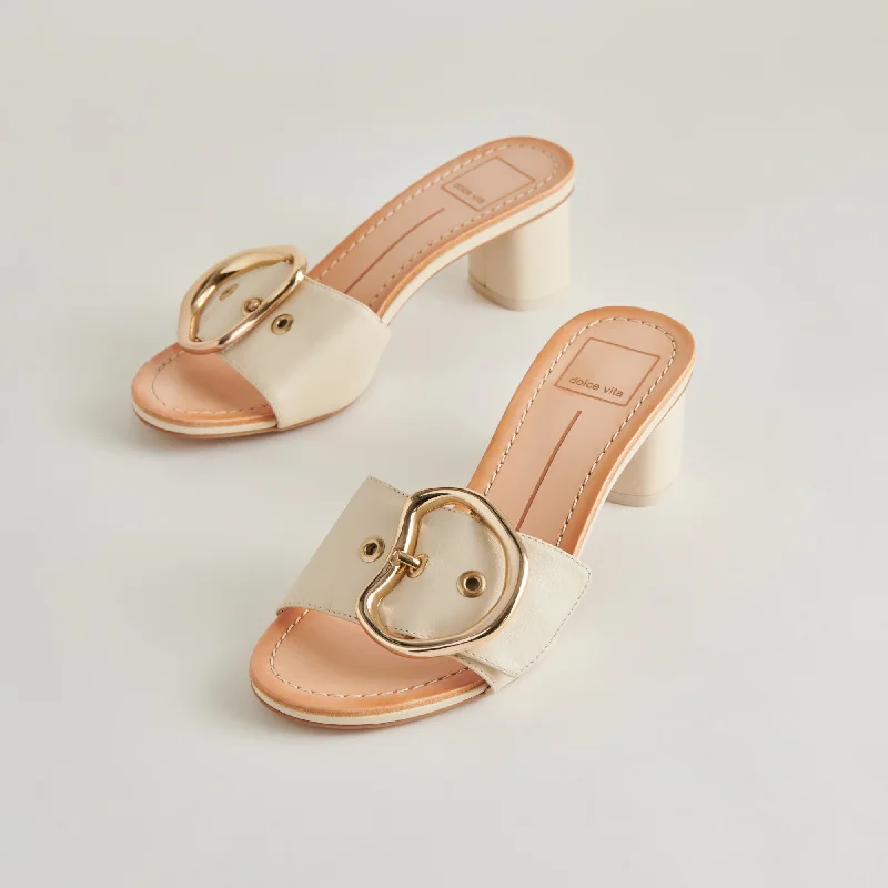 LAIKA HEELS IVORY LEATHER---Comfortable Leather Pumps for Office and Everyday Wear