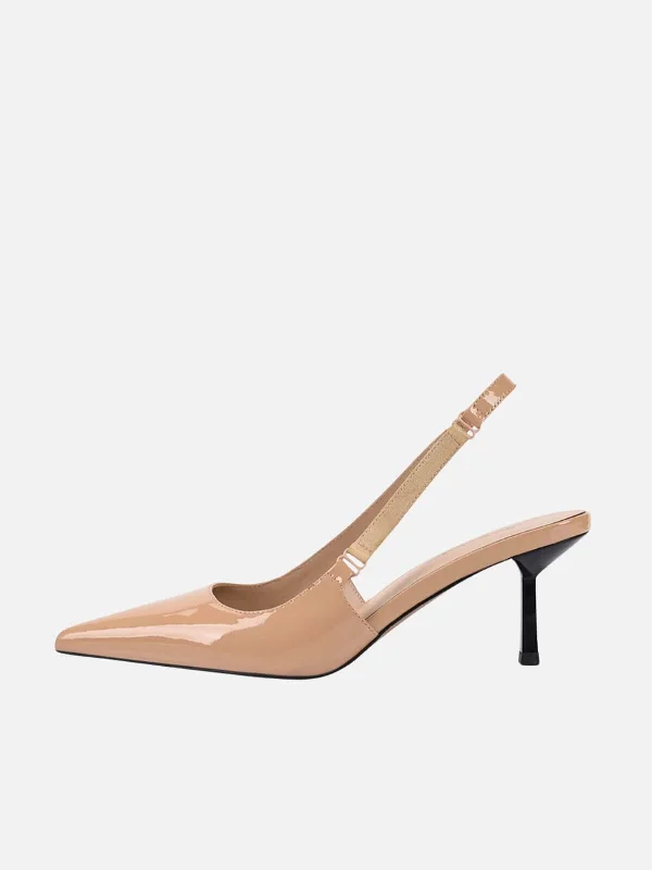 Stiletto Heel Pumps with Perfect Fit--Alyssa Pump - Beige Patent-Fashionable & Classic