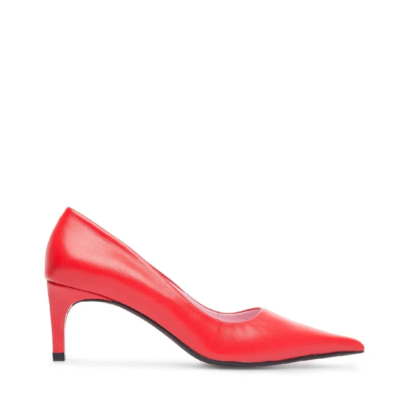 Kelly Red Leather Pumps---Comfortable Leather Pumps for Office and Everyday Wear