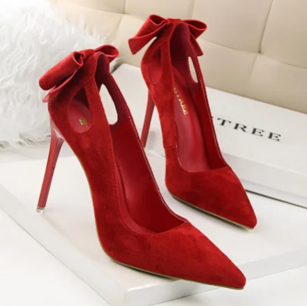 Affordable Suede Ankle Pumps for All-Day Wear--Latest Suede Women Office Shoes 10 CM High Heel Pointed Stilettos Shoes Trendy Bow Designer Women's Pumps