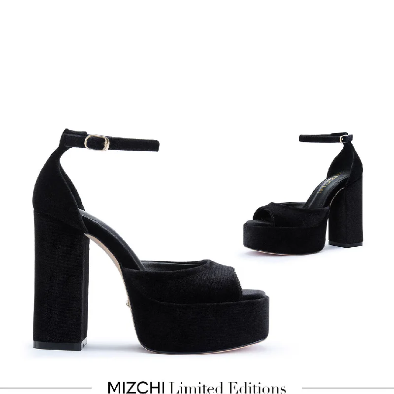 Stylish Platform Heels for Extra Height--*LAURANCE - black velvet platform