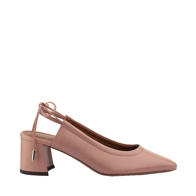 Slingback Shoes In Antique Rose Nappa---Fashionable Kitten Heels for Date Night