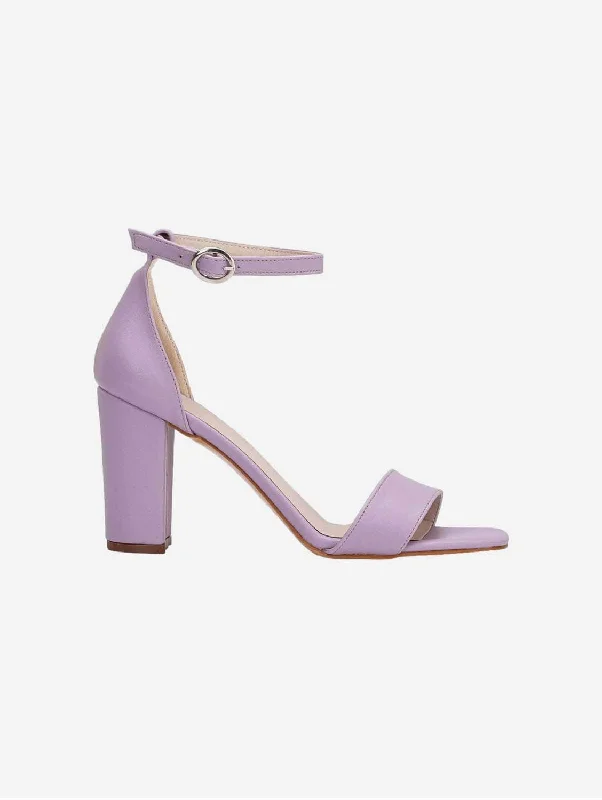 Stylish Open Toe Heels for Summer--Jess Open Toe Block Vegan Heels | Lavender