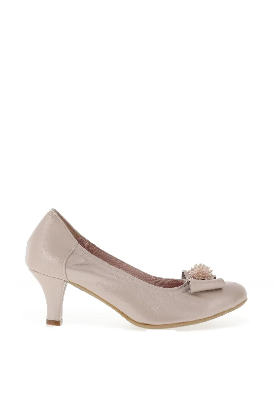 Le Babe Cluster Bow Low Heel Court Shoes, Stone---Charming Bow Pumps for a Cute and Stylish Look