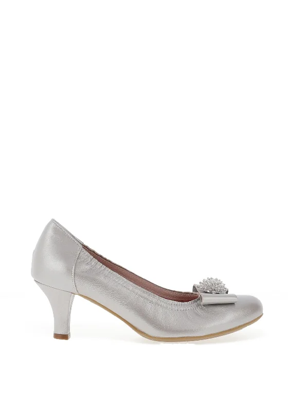 Le Babe Cluster Bow Low Heel Court Shoes, Silver---Charming Bow Pumps for a Cute and Stylish Look