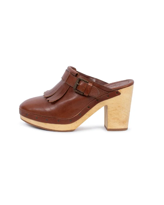 Leather Clog Heel---Comfortable Leather Pumps for Office and Everyday Wear