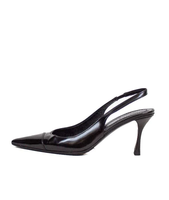 Leather Sling Back Heels---Comfortable Leather Pumps for Office and Everyday Wear