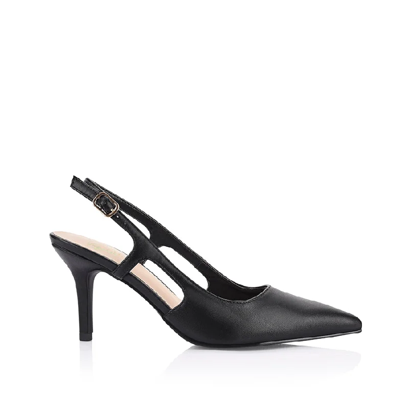 Versatile Heeled Sandals for Any Occasion---Lena Sling Back Pumps - Black