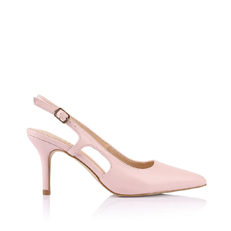 Versatile Heeled Sandals for Any Occasion---Lena Sling Back Pumps - Blush Pink