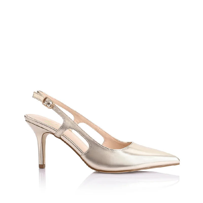 Versatile Heeled Sandals for Any Occasion---Lena Sling Back Pumps - Champagne