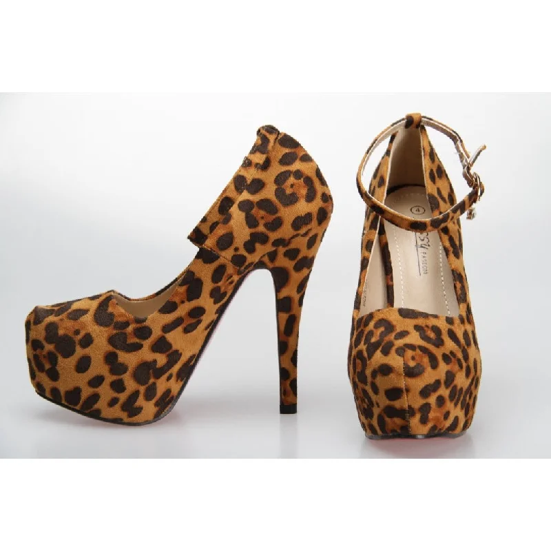 Stylish Platform Heels for Extra Height--Leppard print platform high heel