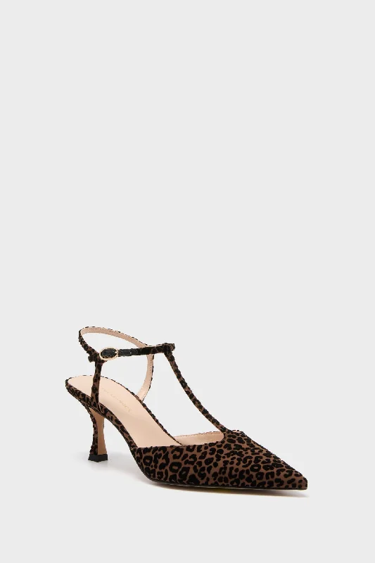 Luxurious Velvet Women's Pumps with Soft Finish---Leopard Velvet Margot Heels